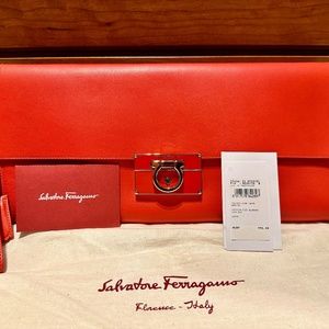 Salvatore Ferragamo Afef Lock Story Wristlet Clutch Bag